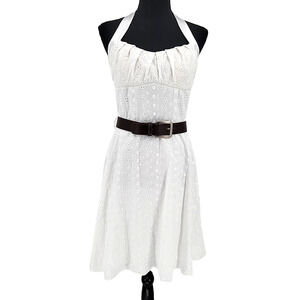 White Babydoll Halter Dress Bridal Euro Summer Milkmaid Y2K Coastal Cowgirl SZ 7